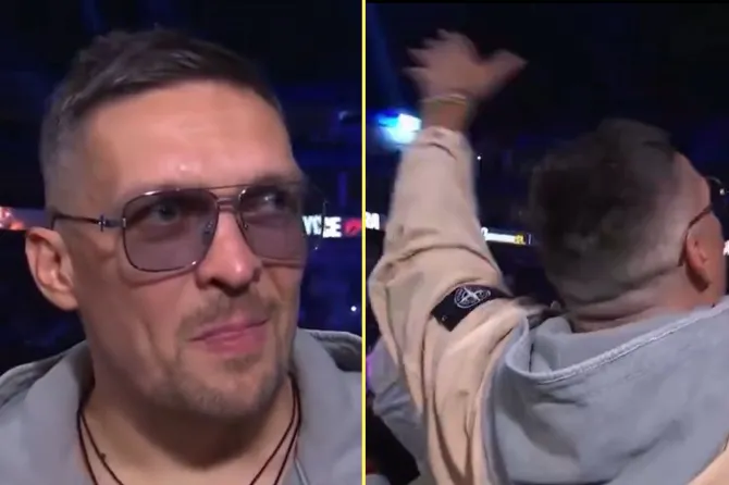 Oleksandr Usyk pauses interview to belt out Sweet Caroline at Derek Chisora vs Joe Joyce