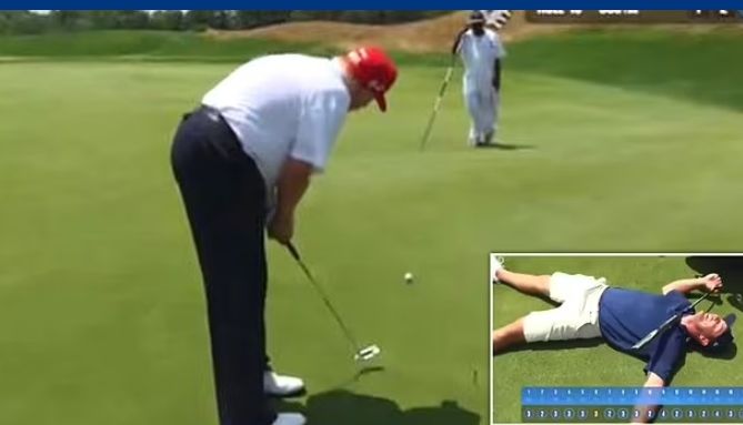 Donald Trump’s putting form DIVIDES internet but ex-President still stuns Bryson DeChambeau on the greens