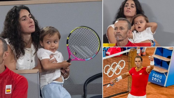 Rafael Nadal’s son steals the spotlight at the Olympics: Star’s adorable mini-me shows he has inherited dad’s tennis skills at first doubles match