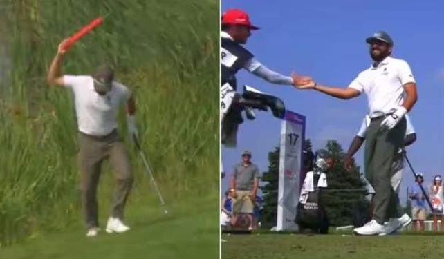 PGA Tour star snaps and tosses equipment before sinking a hole-in-one