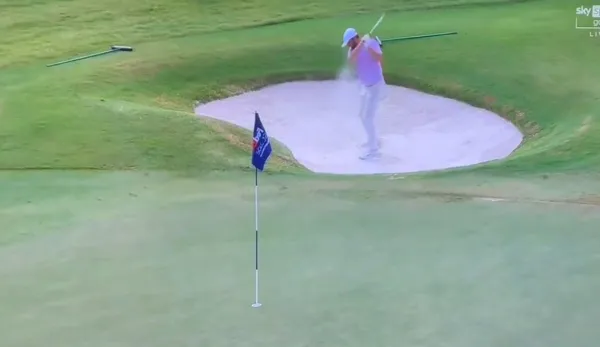 Scottie Scheffler displayed a rare bit of emotion following a poorly executed bunker shot in the first round of the FedEx St Jude Championship at TPC Southwind.