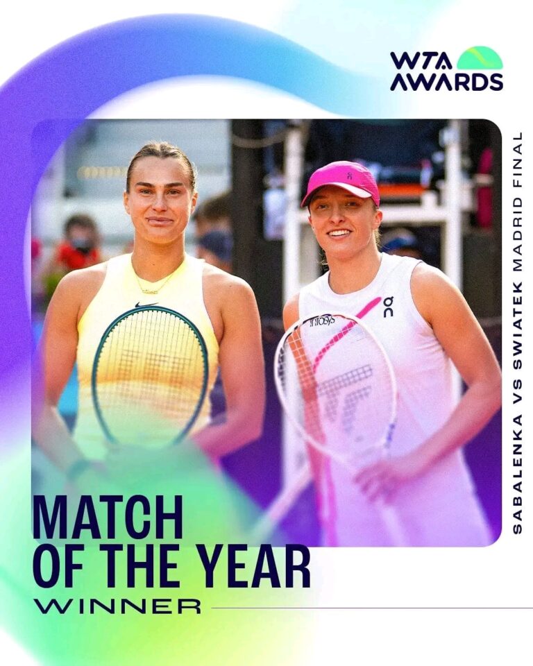 Iga Świątek triumfuje w plebiscycie WTA Awards 2024: Trzy nagrody na koncie Polki