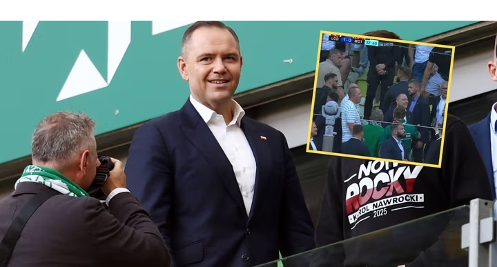 Oto co na meczu Lechii zrobił Karol Nawrocki. Kamery wszystko pokazały