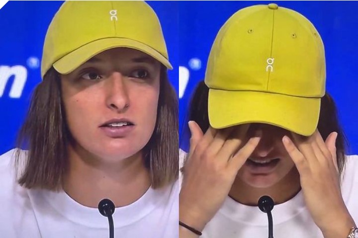 Po tym pytaniu Świątek zakryła twarz z zażenowaniem. “Przepraszam?”